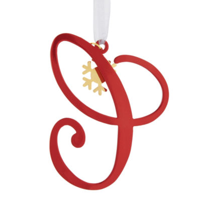 North Pole Trading Co. Script Monogram Red C Christmas Ornament