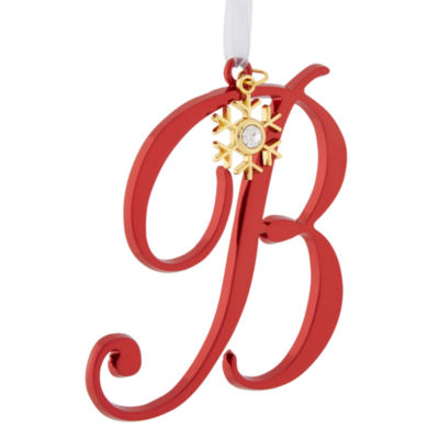 North Pole Trading Co. Script Monogram Red B Christmas Ornament