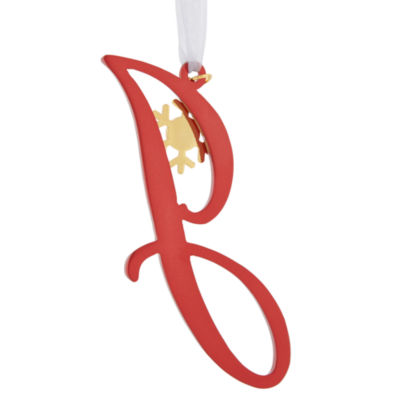 North Pole Trading Co. Script Monogram Red J Christmas Ornament