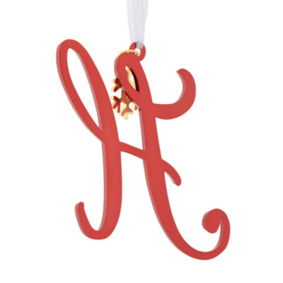 North Pole Trading Co. Script Monogram Red H Christmas Ornament