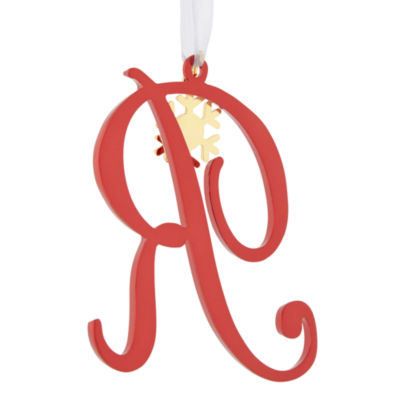 North Pole Trading Co. Script Monogram Red R Christmas Ornament