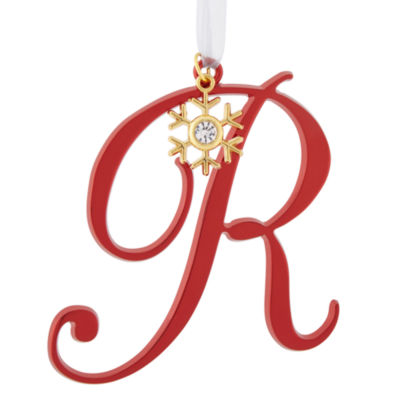 North Pole Trading Co. Script Monogram Red R Christmas Ornament