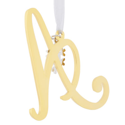 North Pole Trading Co. Script Monogram Gold A Christmas Ornament