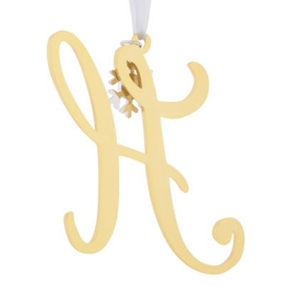 North Pole Trading Co. Script Monogram Gold H Christmas Ornament