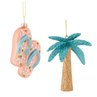 North Pole Trading Co. Flip Flops And Palm Tree Set 2-pc. Christmas Ornament