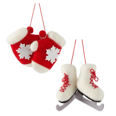 North Pole Trading Co. Mitten And Ski Set 2-pc. Christmas Ornament