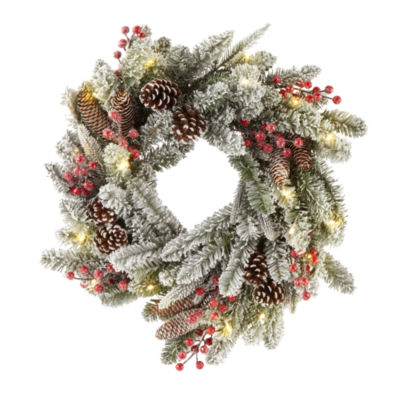 North Pole Trading Co. Oversized Jingle Bell Indoor Pre-Lit Christmas Wreath