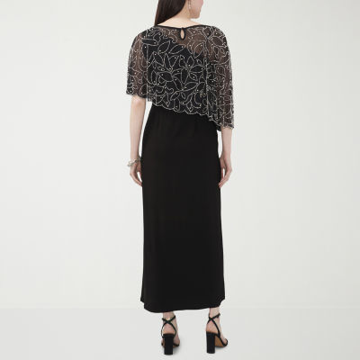 MSK Womens Embellished Short Sleeve Evening Gown