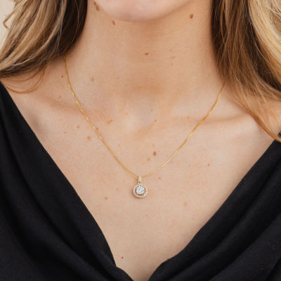 Womens 1/2 CT. T.W. Natural White Diamond 14K White or Yellow Gold Round Pendant Necklace