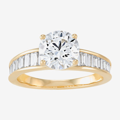 Womens 3/4 Lab Grown White Diamond 10K Gold Round Side