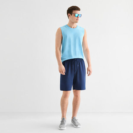 Xersion Scuba Mens 7" Mid Rise Moisture Wicking Quick Dry Workout Shorts, Medium, Blue