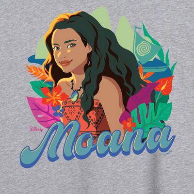 Moana Florals Womens Crew Neck Short Sleeve Regular Fit Graphic T-Shirt