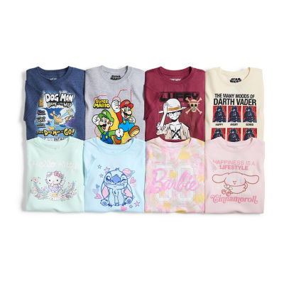 Little & Big Kid Girls Crew Neck Short Sleeve Regular Fit Hello Kitty Graphic T-Shirt