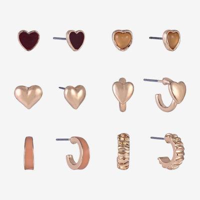 Arizona Womens Heart 6 Pair Earring Set