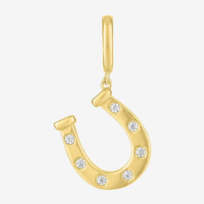Charmed by Diamond Addiction Horseshoe (G-H / Si2- I1) Womens Diamond Accent Lab Grown White Diamond 14K Gold Over Silver Pendant