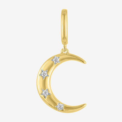Charmed by Diamond Addiction Moon (G-H / Si2- I1) Womens Diamond Accent Lab Grown White Diamond Accent 14K Gold Over Silver Moon Pendant