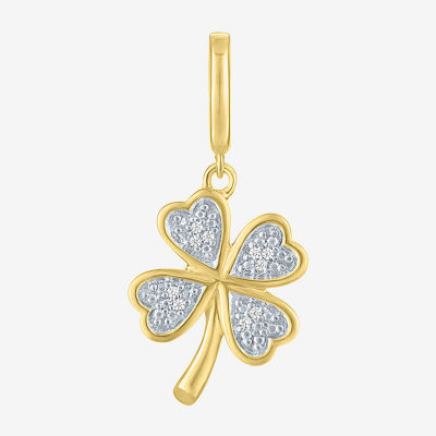 Charmed by Diamond Addiction Clover (G-H / Si2- I1) Womens Diamond Accent Lab Grown White Diamond Accent 14K Gold Over Silver Clover Pendant