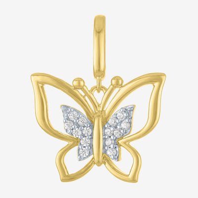Charmed by Diamond Addiction Butterfly (G-H / Si2- I1) Womens Diamond Accent Lab Grown White Diamond 14K Gold Over Silver Butterfly Pendant