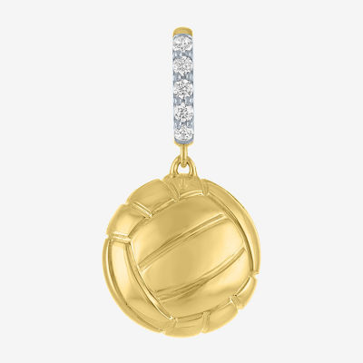 Charmed by Diamond Addiction Diamond Accent Volleyball (G-H / Si2- I1) White Diamond 14K Gold Over Silver Charm