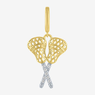 Charmed by Diamond Addiction Lacrosse (G-H / Si2- I1) Womens Diamond Accent Lab Grown White Diamond Accent 14K Gold Over Silver Pendant