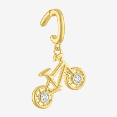 Charmed by Diamond Addiction Bike (G-H / Si2- I1) Womens Accent Lab Grown White 14K Gold Over Silver Pendant