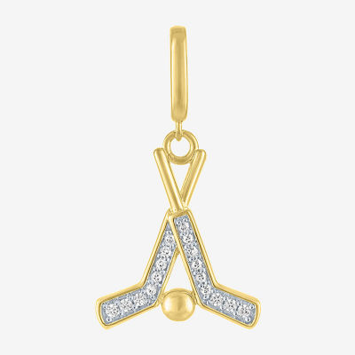 Charmed by Diamond Addiction Hockey (G-H / Si2- I1) Womens Diamond Accent Lab Grown White Diamond Accent 14K Gold Over Silver Pendant