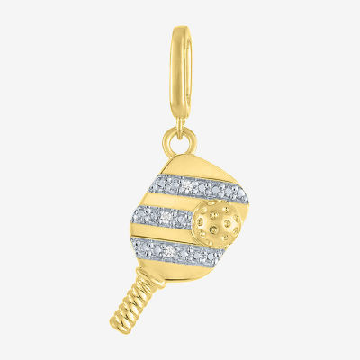 Charmed by Diamond Addiction Pickleball (G-H / Si2- I1) Womens Diamond Accent Lab Grown White Diamond Accent 14K Gold Over Silver Pendant