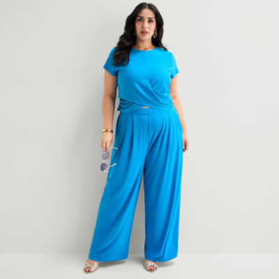 Bold Elements Womens Plus Crew Neck Short Sleeve Wrap Shirt