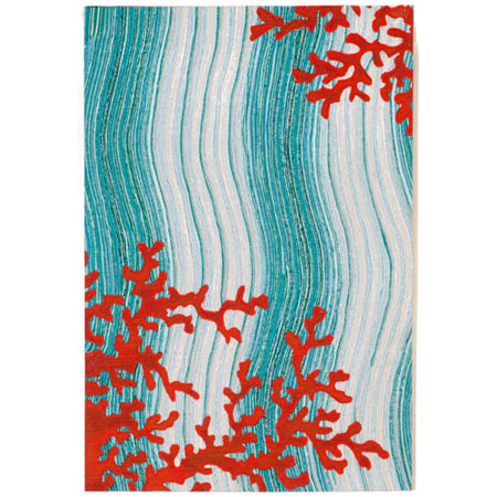 Liora Manne Visions Iv Coral Reef Rectangular Rugs & Floor Coverings Indoor Outdoor Waves Accent Rugs, One Size, Blue