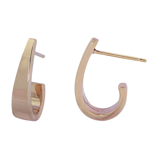 Gold Close Out 14K Gold 20mm Curved Hoop Earrings