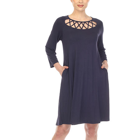 White Mark Womens 3/4 Sleeve Swing Dresses