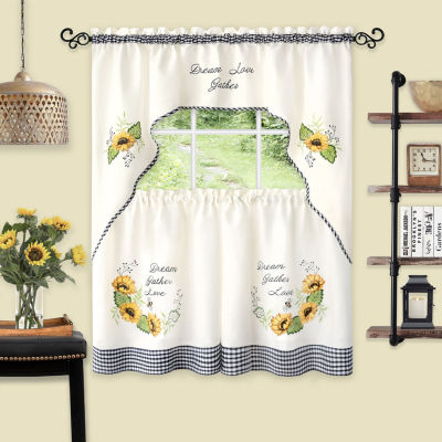 Achim Sunflower 3-pc. Rod Pocket Kitchen Curtain Window Set