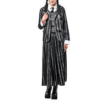 Women Wednesday Addams Cosplay Costume Black Long Sleeve Dress