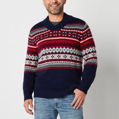St. John's Bay Fairisle Mens Long Sleeve Pullover Sweater ...