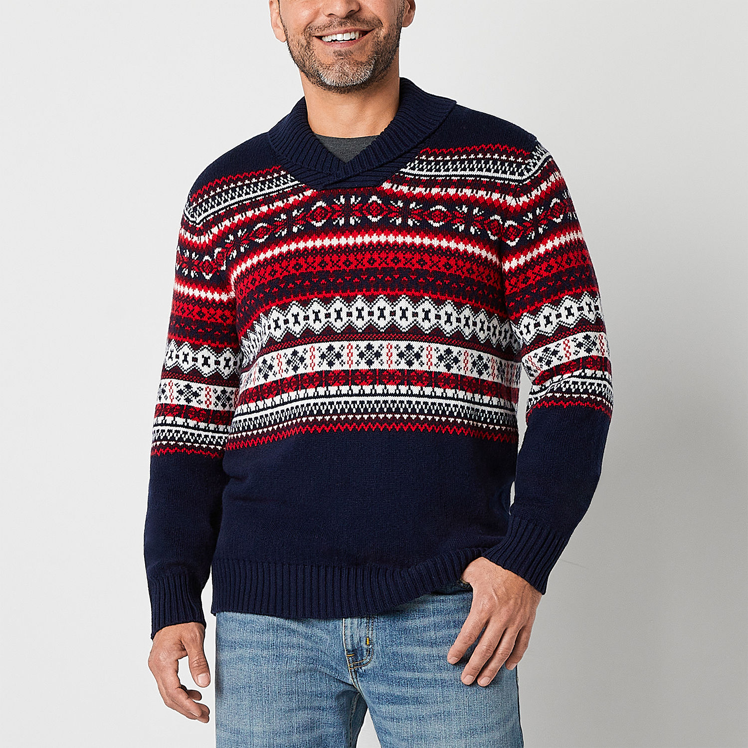 St. John's Bay Fairisle Mens Long Sleeve Pullover Sweater - JCPenney