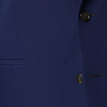 Stafford Blazer Mens 46R Navy Blue Solid Two Gold Buttons Wool Blend