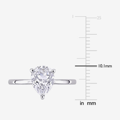 Womens Lab Created White Sapphire 10K White Gold Solitaire Engagement Ring