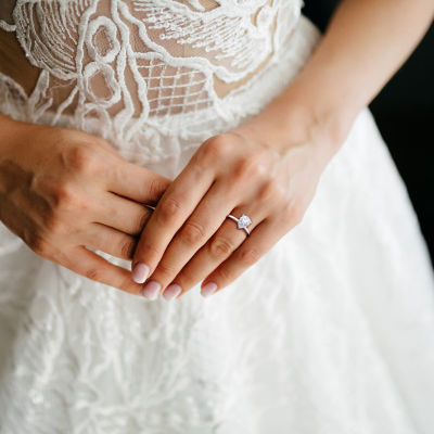 Womens Lab Created White Sapphire 10K White Gold Solitaire Engagement Ring