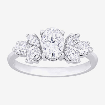 Womens 2 CT. T.W. Lab Created White Moissanite 10K White Gold Engagement Ring