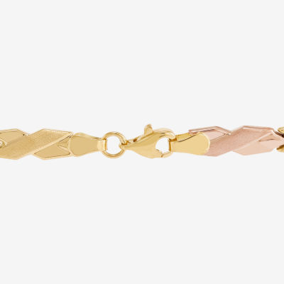 10K Tri-Color Gold 4.83mm Hollow Stampato Link Bracelet 