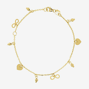 Italian Sterling Silver and 14K Yellow Gold Heart Charm Bracelet, 8