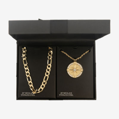 Mens Cubic Zirconia Stainless Steel 2-pc. Jewelry Set