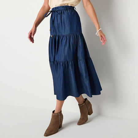 Frye And Co. Womens Mid Rise Maxi Skirt, Xx-large, Blue