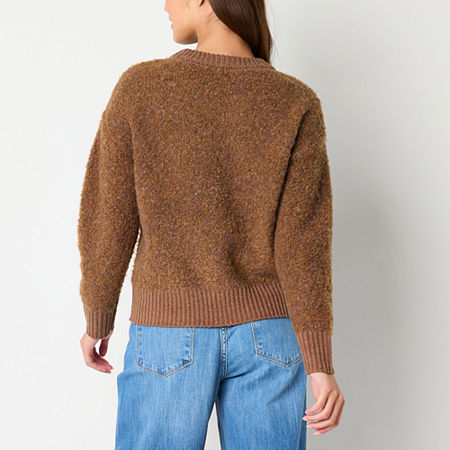 A.n.a Womens Crew Neck Long Sleeve Pullover Sweater, Petite X-large, Brown