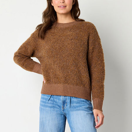 A.n.a Womens Crew Neck Long Sleeve Pullover Sweater, Petite X-large, Brown