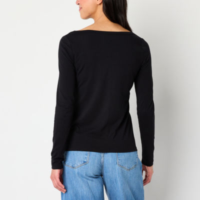 a.n.a Womens Scoop Neck Long Sleeve T-Shirt