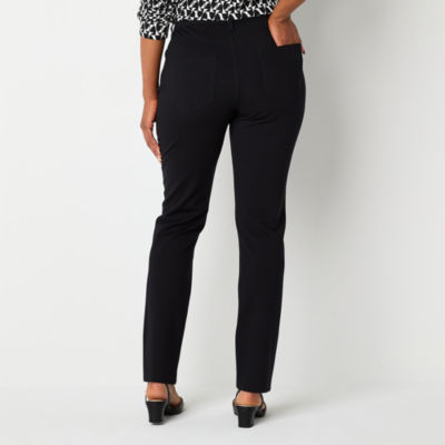 Liz Claiborne Flexi Ponte Womens Mid Rise Slim Pant