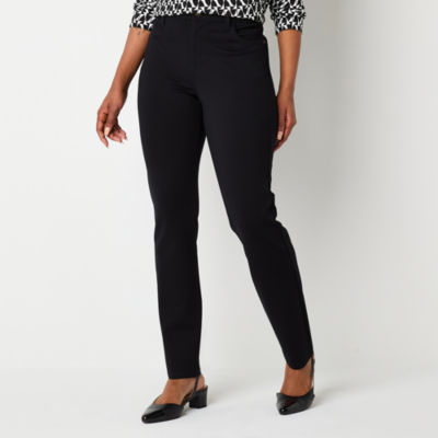 Liz Claiborne Flexi Ponte Womens Mid Rise Slim Pant