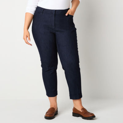 Liz Claiborne Plus Emma Womens Mid Rise Straight Leg Jean