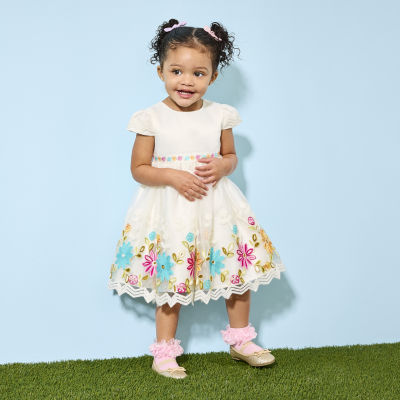 Blueberi Boulevard Baby Girls Short Sleeve Fit + Flare Dress